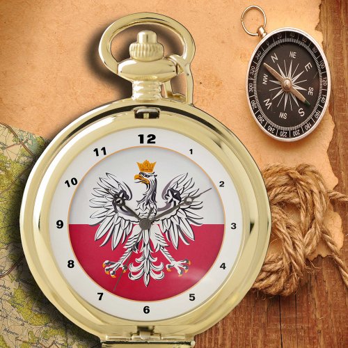 Polish Flag  Eagle Poland trendy fashion design Pocket Watch