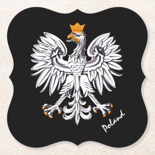 Polish flag & Eagle, Poland wedding, party /sports Paper Coaster
