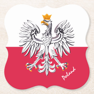 Polish flag & Eagle, Poland wedding, party /sports Paper Coaster