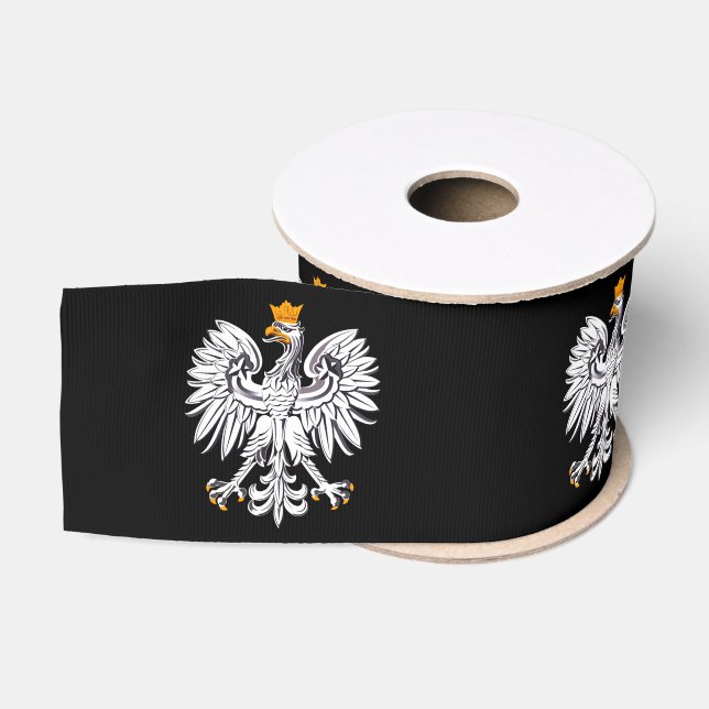 Polish Flag & Eagle symbol, Poland black /patriots Grosgrain Ribbon (Spool)