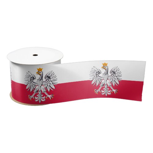 Polish Flag  Eagle symbol Poland holiday sports Satin Ribbon