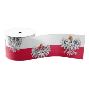 Polish Flag & Eagle symbol, Poland / sports Grosgrain Ribbon