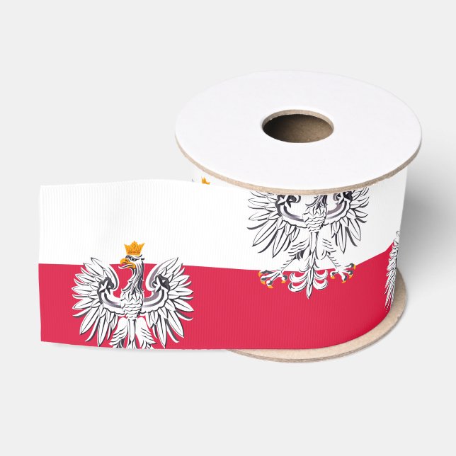 Polish Flag & Eagle symbol, Poland / sports Grosgrain Ribbon (Spool)