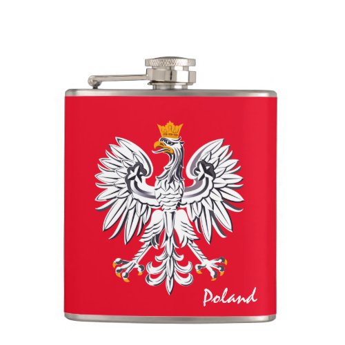 Polish Flag  Eagle travel Poland sports fans Flask