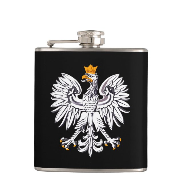 Polish Flag & Eagle, travel Poland /sports fans Flask (Front)