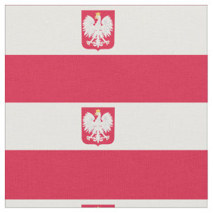 Polish Flag Emblem - Polska Poland - Herb Polski Fabric