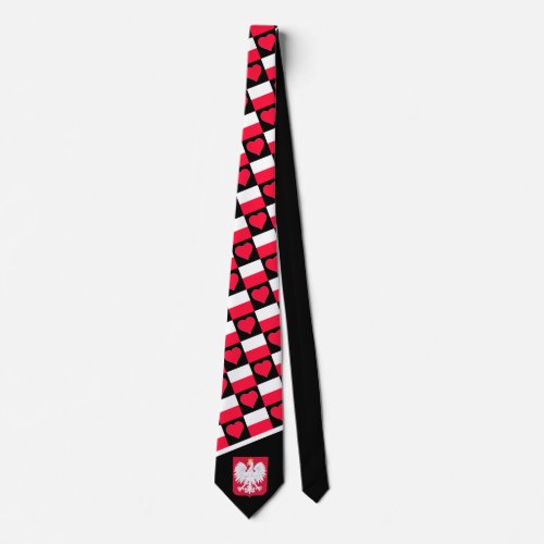 Polish Flag Heart Coat of Arms Fun Poland Pride Neck Tie