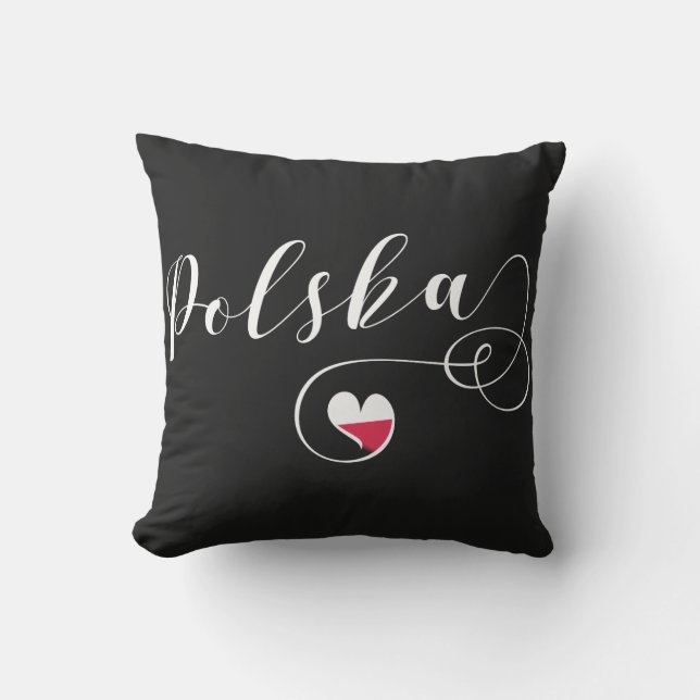 Polish Flag Heart, Poland Polska Outdoor Pillow (Front)