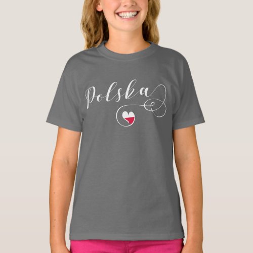 Polish Flag In Heart Poland Polska T_Shirt