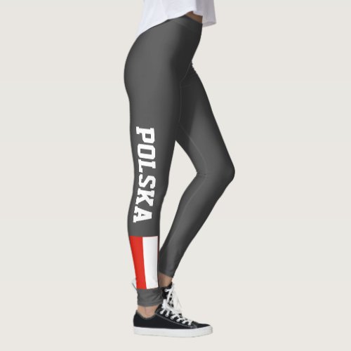 Polish flag leggings for sport fitness yoga