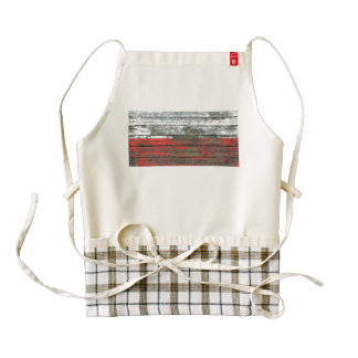 Polish Flag on Rough Wood Boards Effect Zazzle HEART Apron
