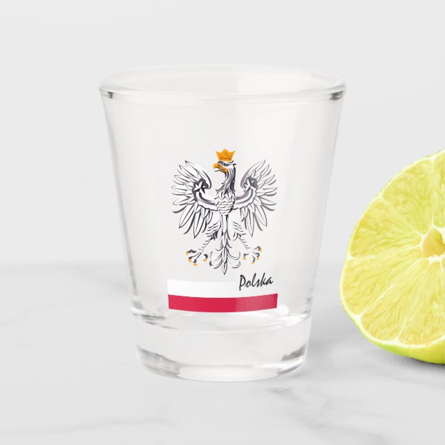 Polish Flag, party Poland patriots /sport Polska Shot Glass (Front)