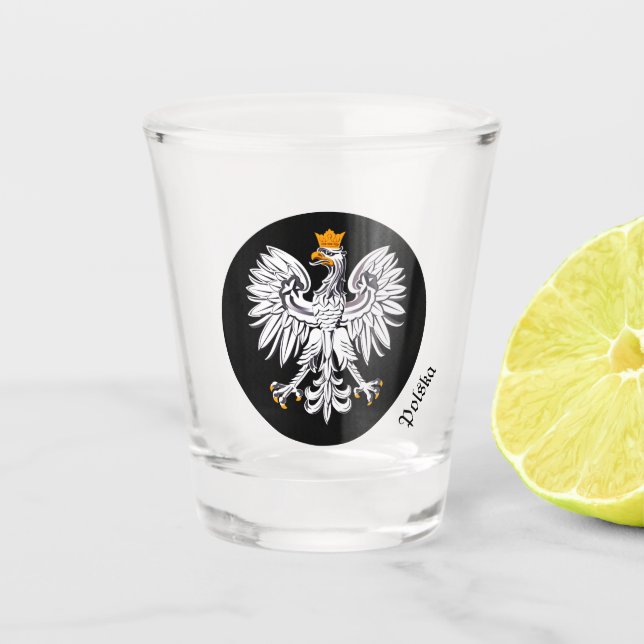 Polish Flag & Poland, Eagle party, patriot /sports Shot Glass (Front)