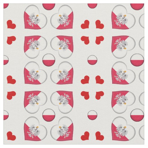 Polish Flag & Poland Heart fashion Fabric
