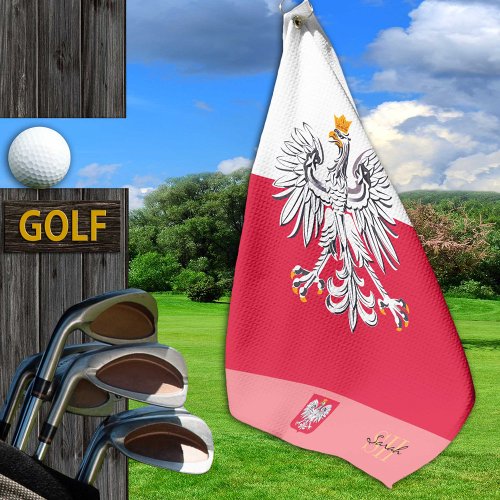 Polish flag  Poland monogrammed lady Golf towel