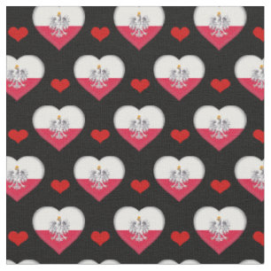 Polish Flag & Red Heart fashion Fabric /Poland
