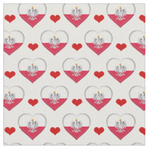 Polish Flag & Red Heart fashion Fabric /Poland