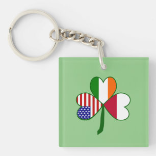 Polish Flag Shamrock Keychain
