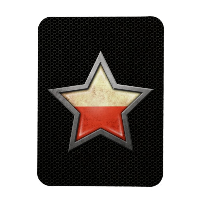 Polish Flag Star with Steel Mesh Effect Magnets