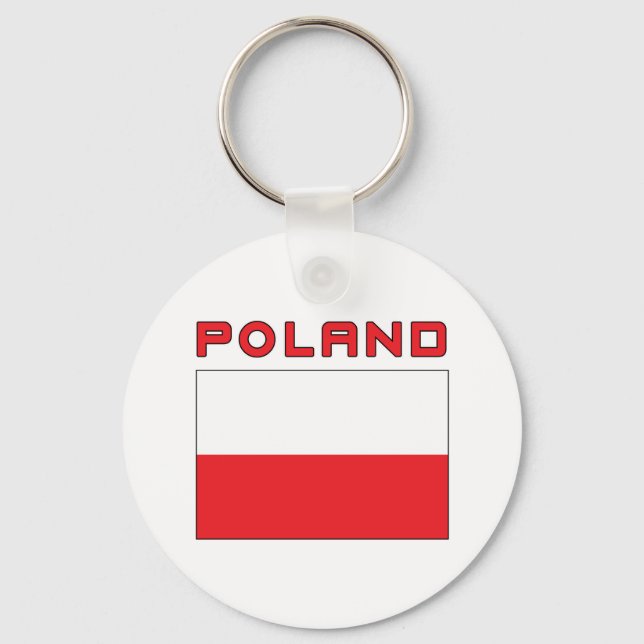 Polish Flag With Poland Keychain (Front)