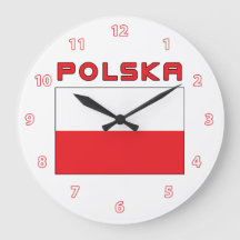 Polish Flag With Polska Wall Clock