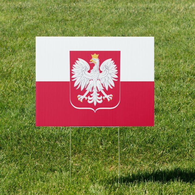 Polish Flag Yard Sign, Eagle, Poland outdoor sings Sign (Insitu)
