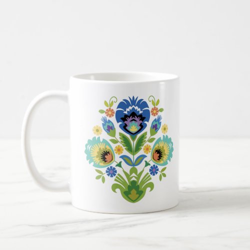 Polish Floral Blue  Teal Papercut Design Coffee Mug