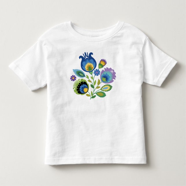 Polish Floral Dark Blue Papercut Design Toddler T-shirt (Front)