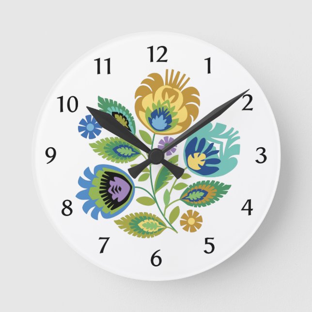      Polish Floral Yellow Ochre Clock (Front)