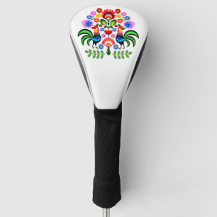 Polish folk art - floral embroidery pattern and cu golf head cover