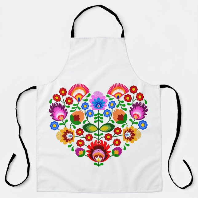 Polish folk art - floral embroidery pattern apron (Front)