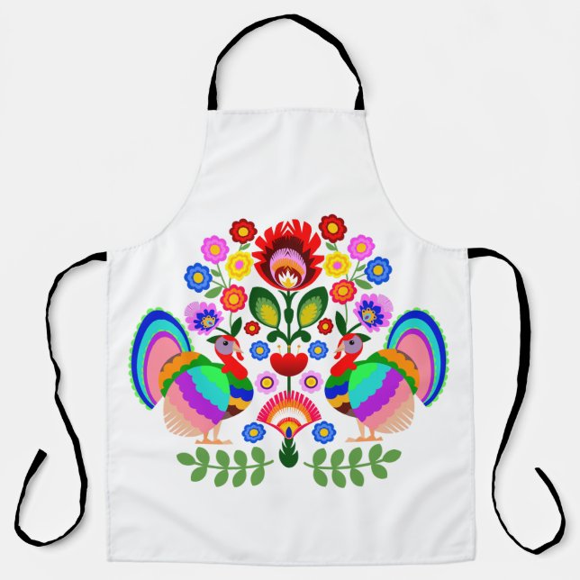 Polish folk art - floral embroidery pattern apron (Front)