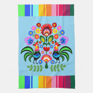 Polish folk art - floral embroidery pattern kitchen towel