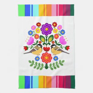 Polish folk art - floral embroidery pattern kitchen towel