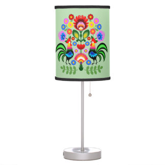Polish folk art - floral embroidery pattern table lamp