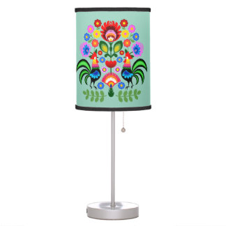 Polish folk art - floral embroidery pattern table lamp