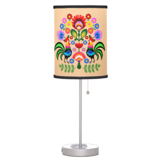Polish folk art - floral embroidery pattern table lamp