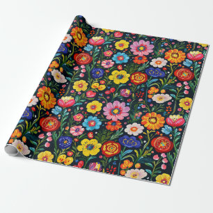 Polish Folk Art Hand-Painted Wrapping Paper