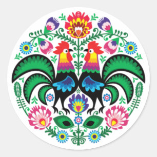 Polish Folk Art Rooster Sticker