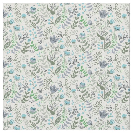 Polish Folk Art Whimsical Flower Pattern Fabric