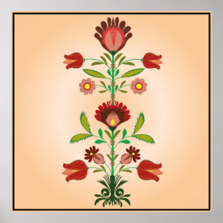Polish Folk Embroidery Flowers Pattern, Poster