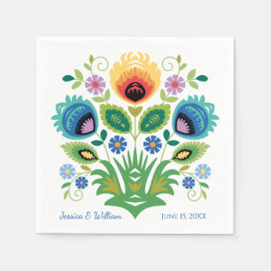 Polish Folk Flowers Lavender and Yellow Napkins