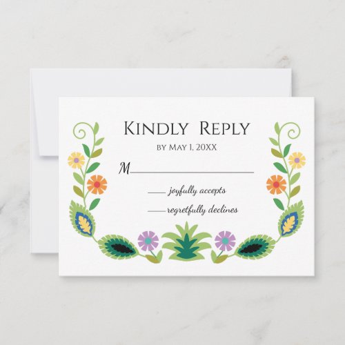 Polish Folk Flowers Lavender and Yellow RSVP Card