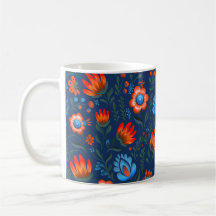 Polish Folk Flowers Wycinanki Blue