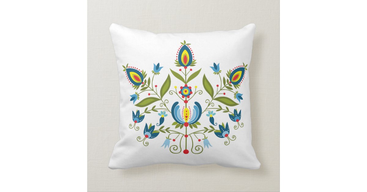 polish folk throw pillow