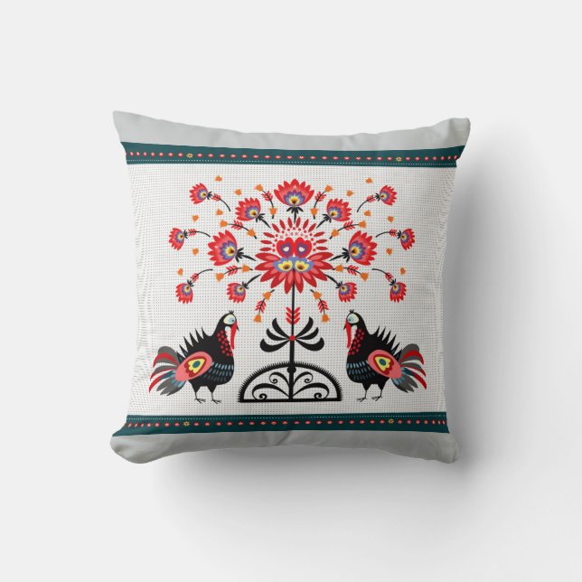 polish folk throw pillow (Front)