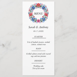 Polish Folk Traditional Floral Wedding Food Menu