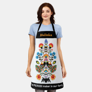 Polish Folklore with peacocks, custom text Apron