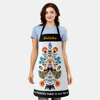 Polish Folklore with peacocks, custom text Apron