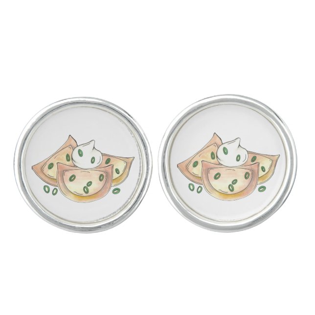 Polish Food Pierogi Dumplings Slovakian Pierogies Cufflinks (Front)